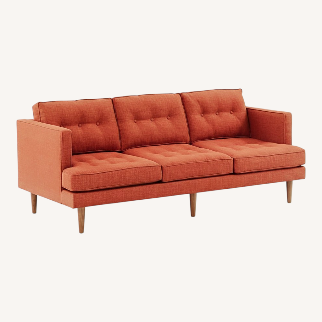 Image of West Elm Peggy Orange Fabric 3+ Seater Sofa