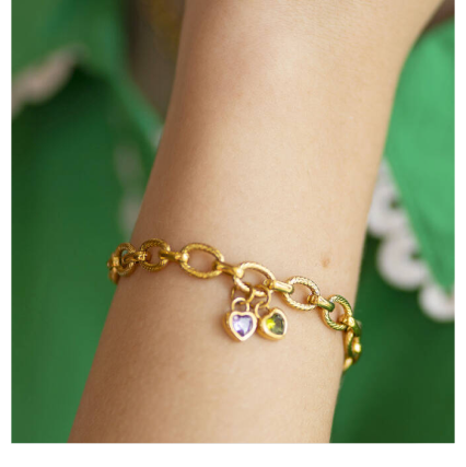 Chunky Friendship Birthstone Heart Bracelet
