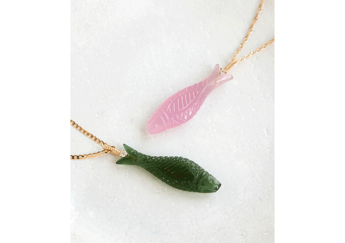 Lucky Fish Chalcedony Charm