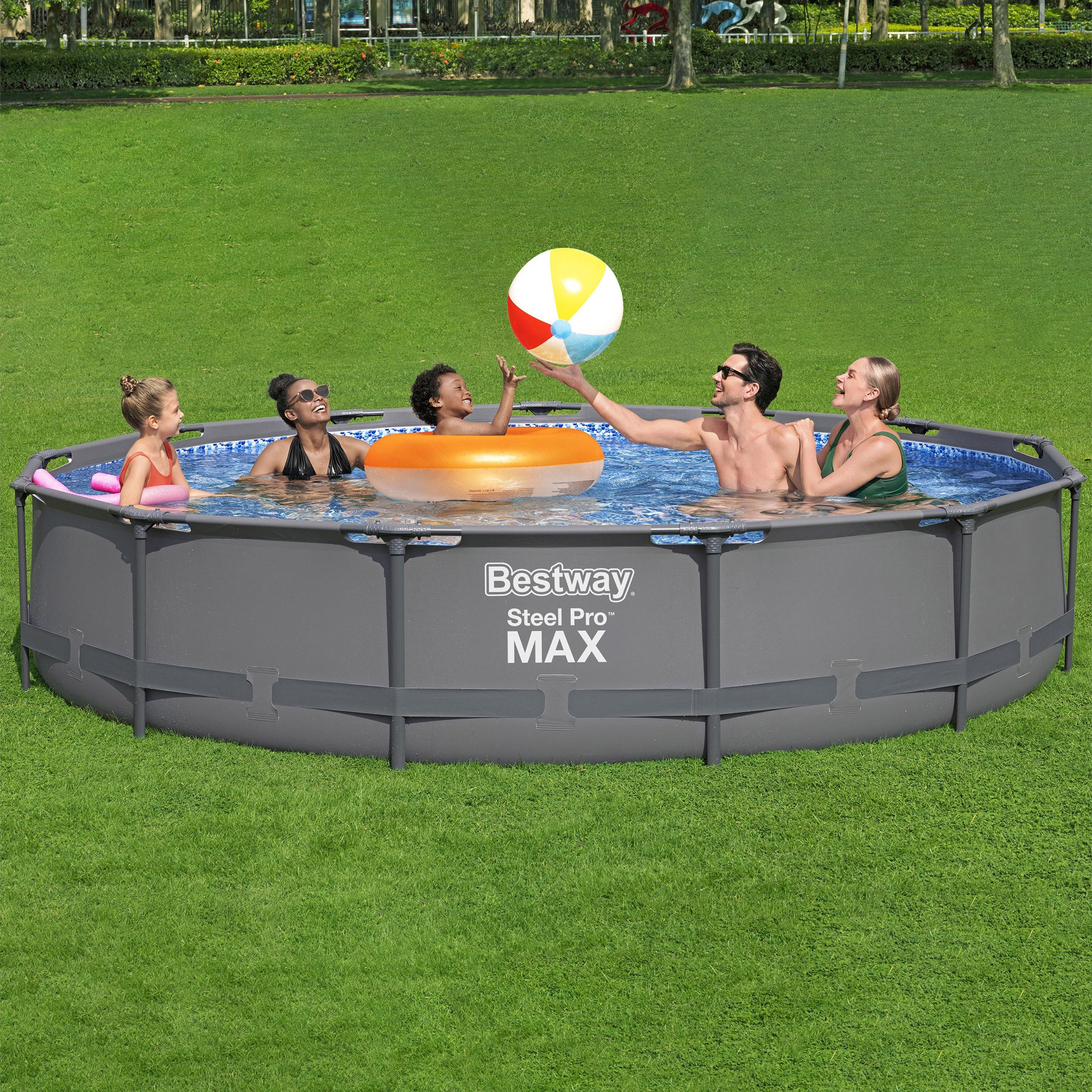 Bestway Steel Pro MAX 13’ x 30” Round Above Ground Pool Set, Gray