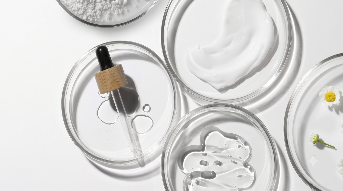 test tube placed on the floor with skin ingredients