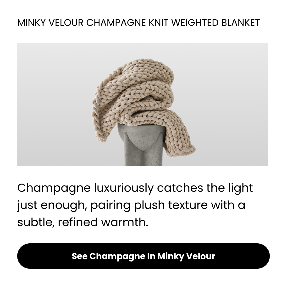 Minky Velour Champagne Knit Weighted Blanket