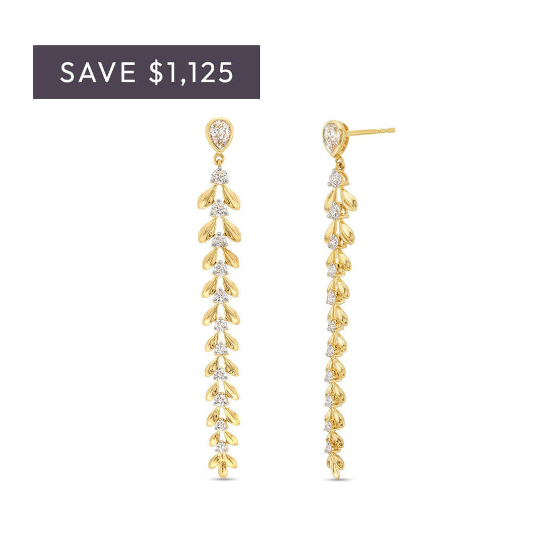 Graduated Leaf Drop Diamond Earrings