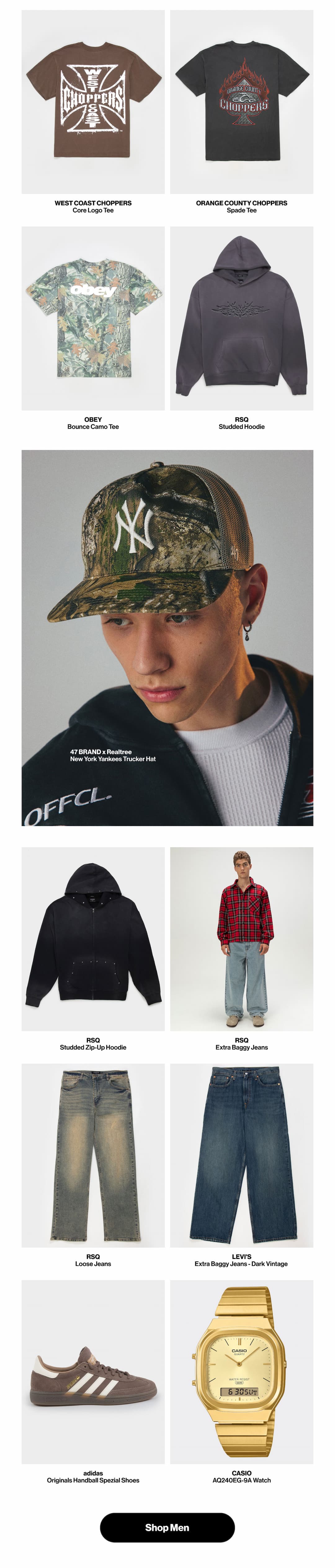 Man wearing baseball hat and graphic tee shirt