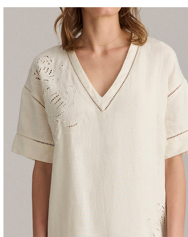 Linen Protea Eyelet Dress