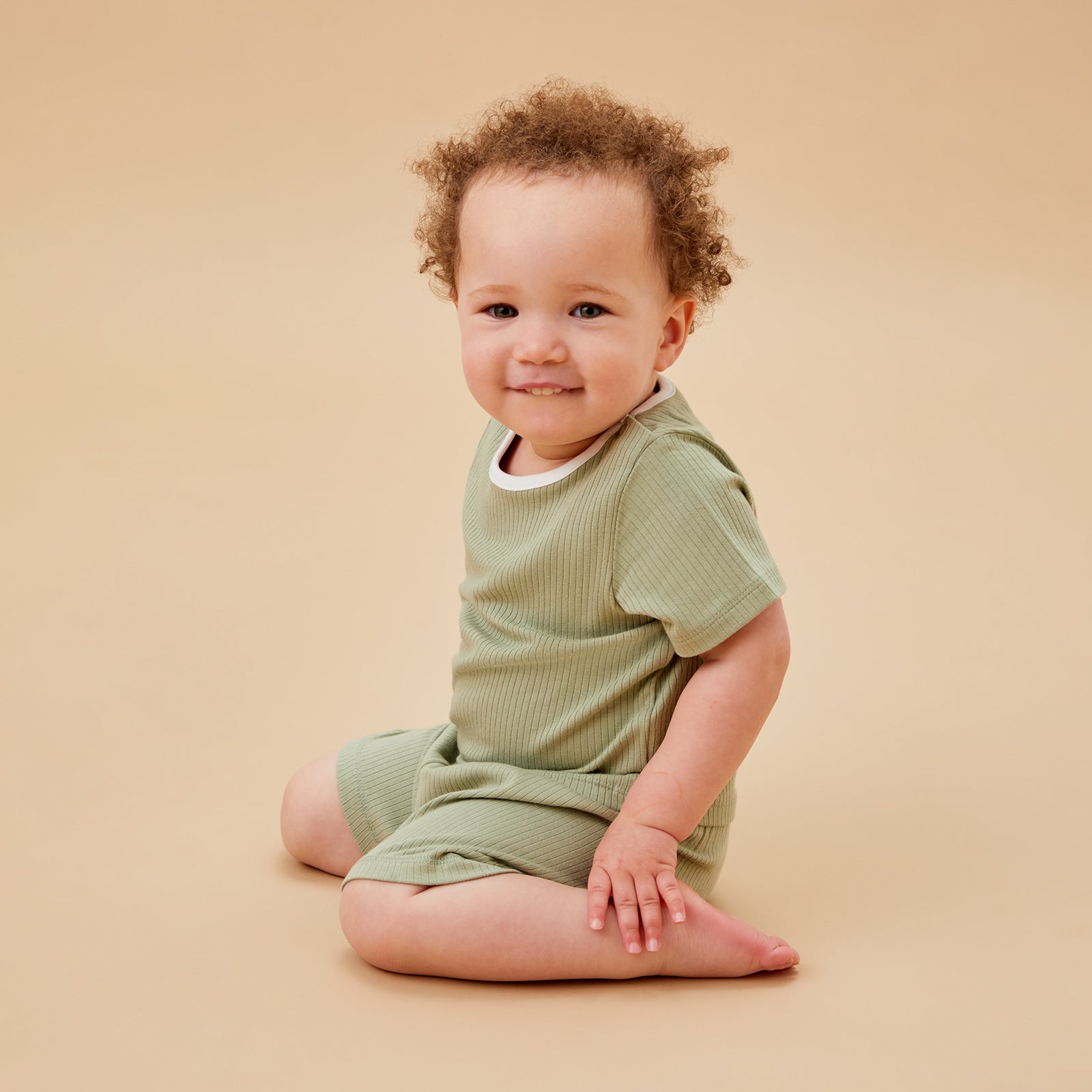 Image of Ribbed Short Sleeve T-Shirt - Sage