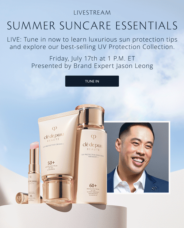 LIVE: Tune in now to learn luxurious sun protection tips and explore our best-selling UV Protection Collection.