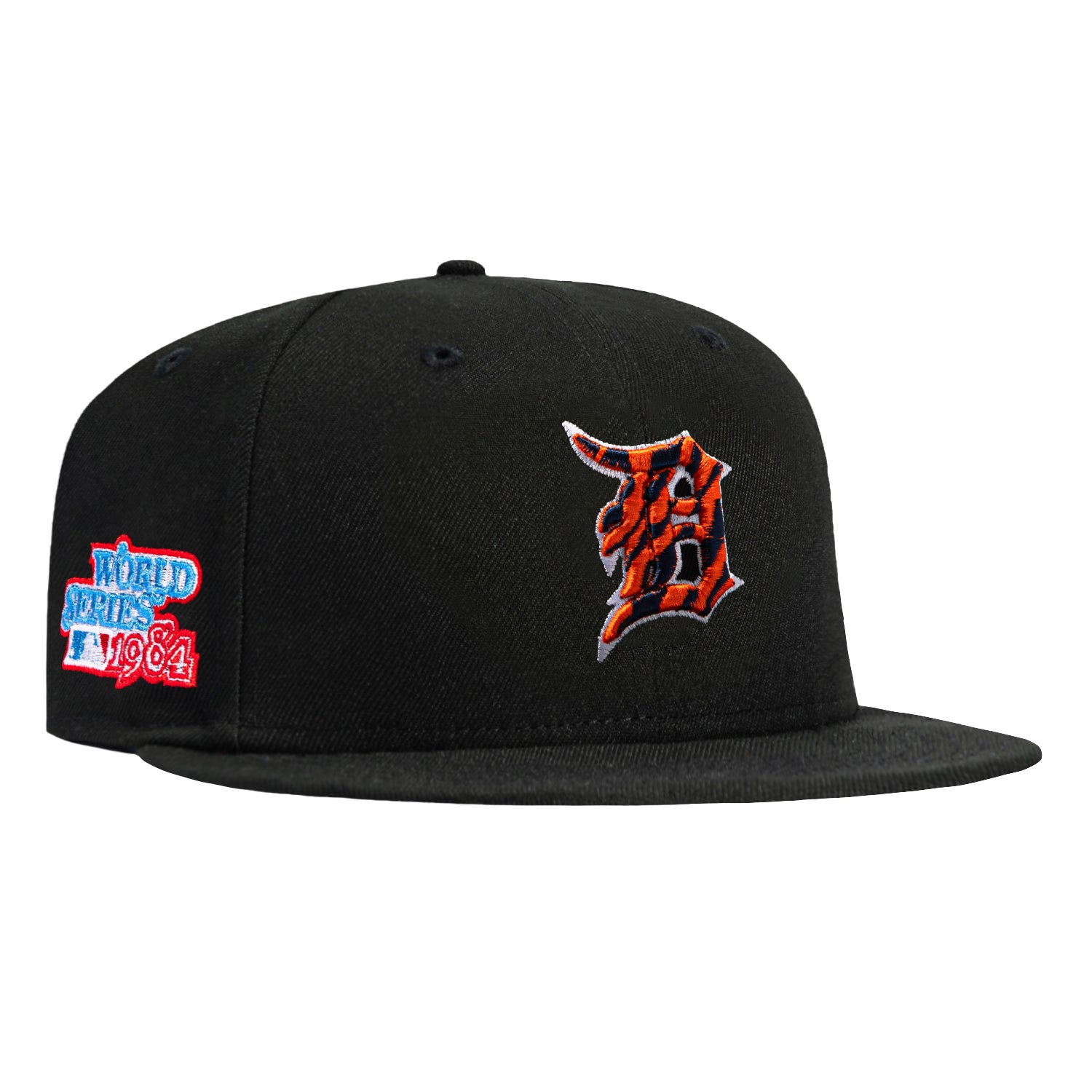Image of New Era 59Fifty Black Dome Detroit Tigers 1984 World Series Patch BP Hat - Black