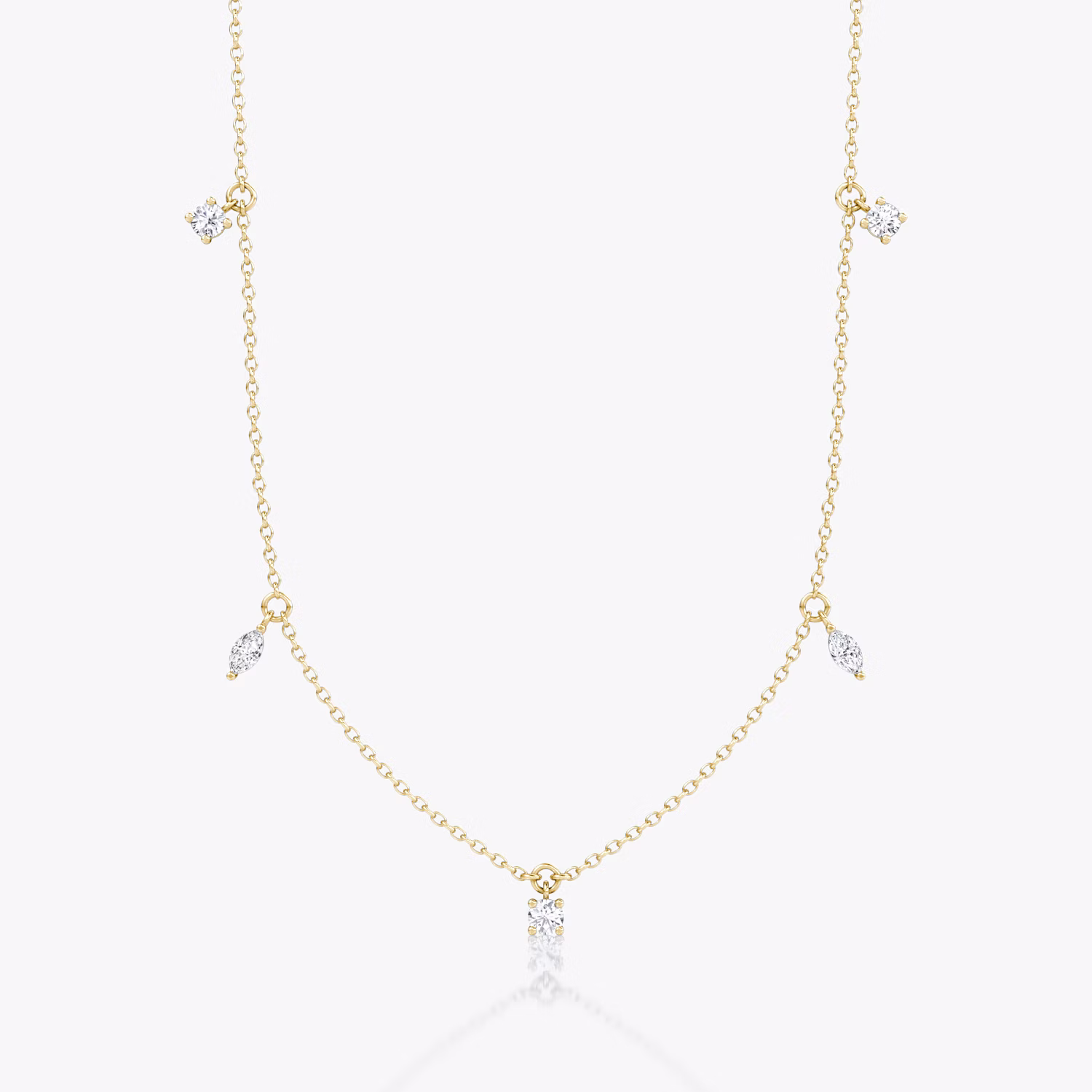 Floating Mixed Shape Necklace YG 5 stones