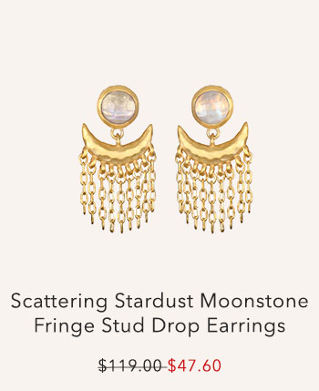 Scattering Stardust Moonstone Fringe Stud Drop Earrings