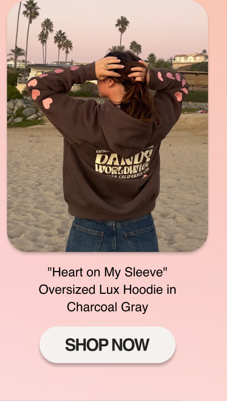 "Heart on My Sleeve" Oversized Lux Hoodie in Charcoal Gray
