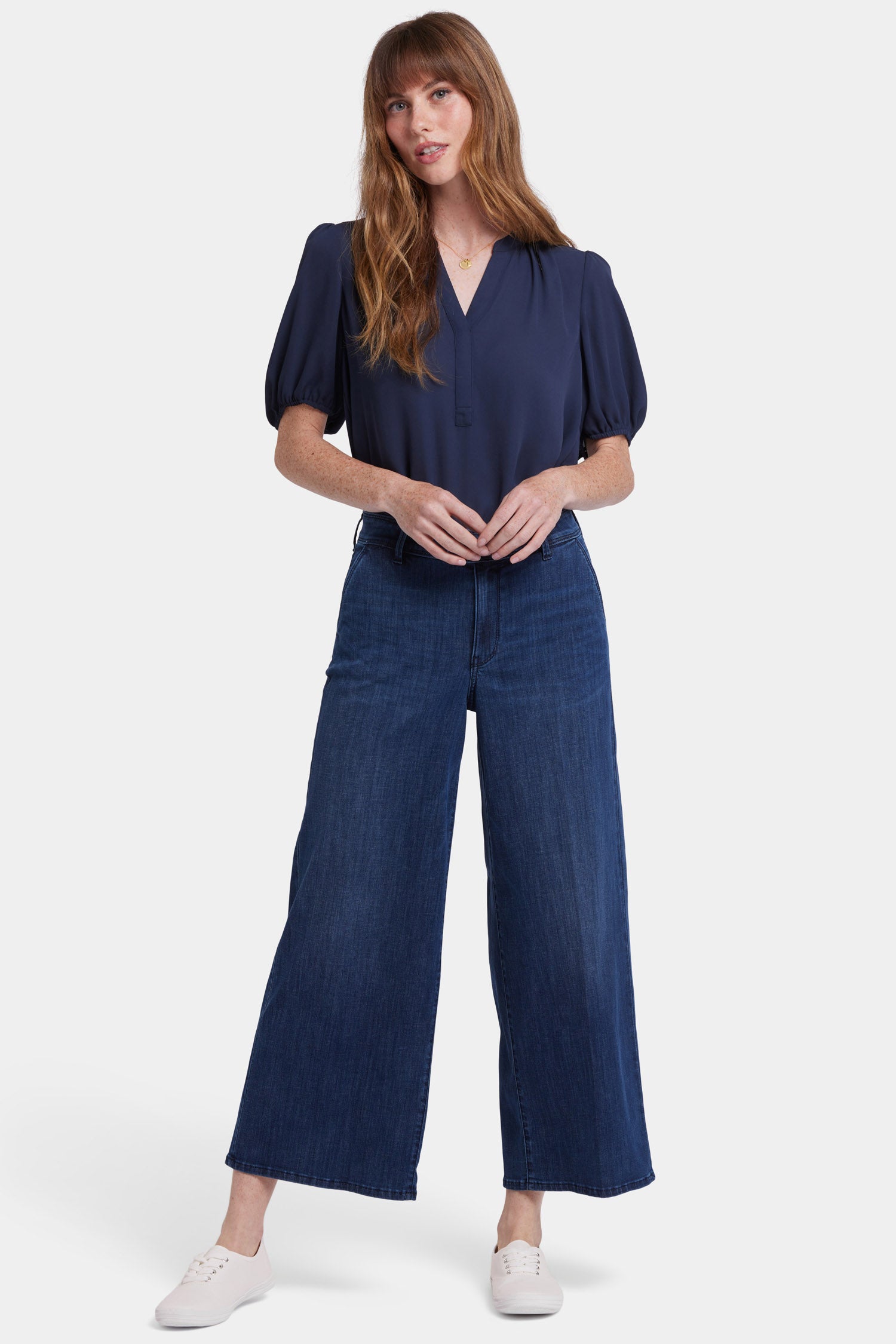 Image of Mona Wide Leg Trouser Ankle Jeans - Ibiza Blues