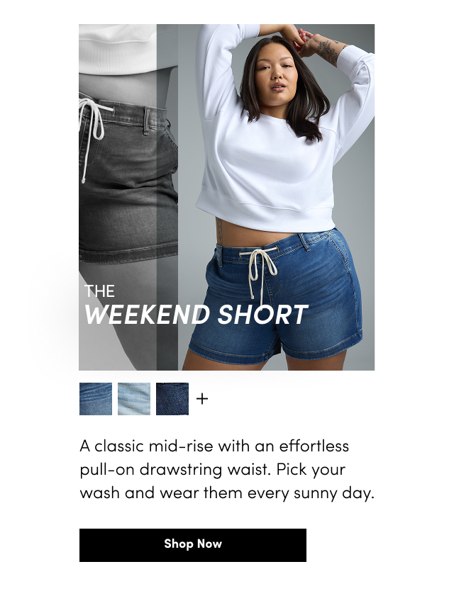 The Weekend Short | A Classic Mid-Rise With An Effortless Pull-On Drawstring Waist. Pick Your Wash And Wear Them Every Sunny Day. | Shop Now >