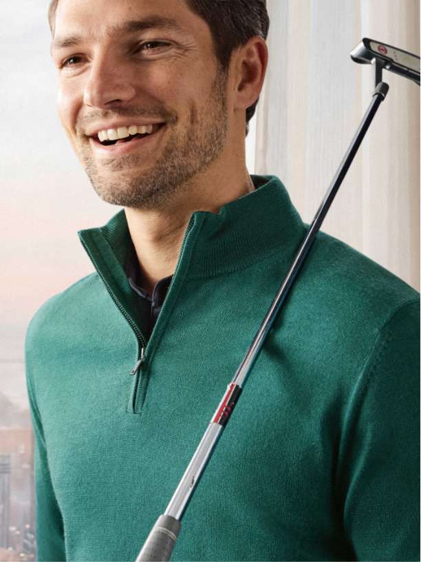 Pure Merino Quarter Zip Sweater – Green