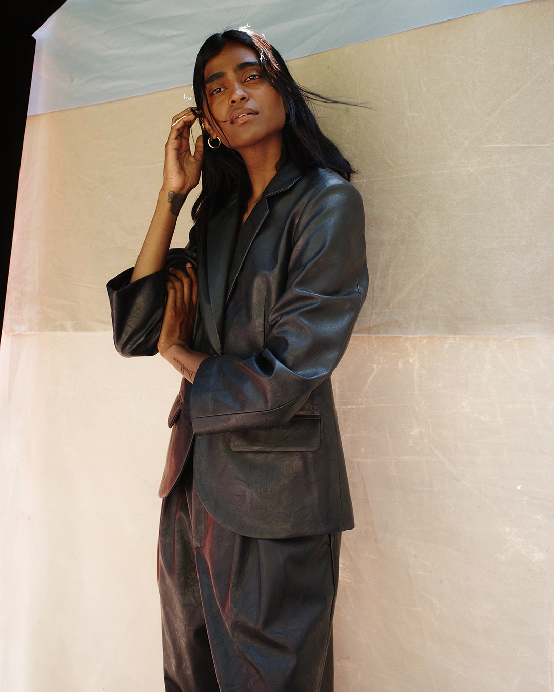 Faux-leather suit BP