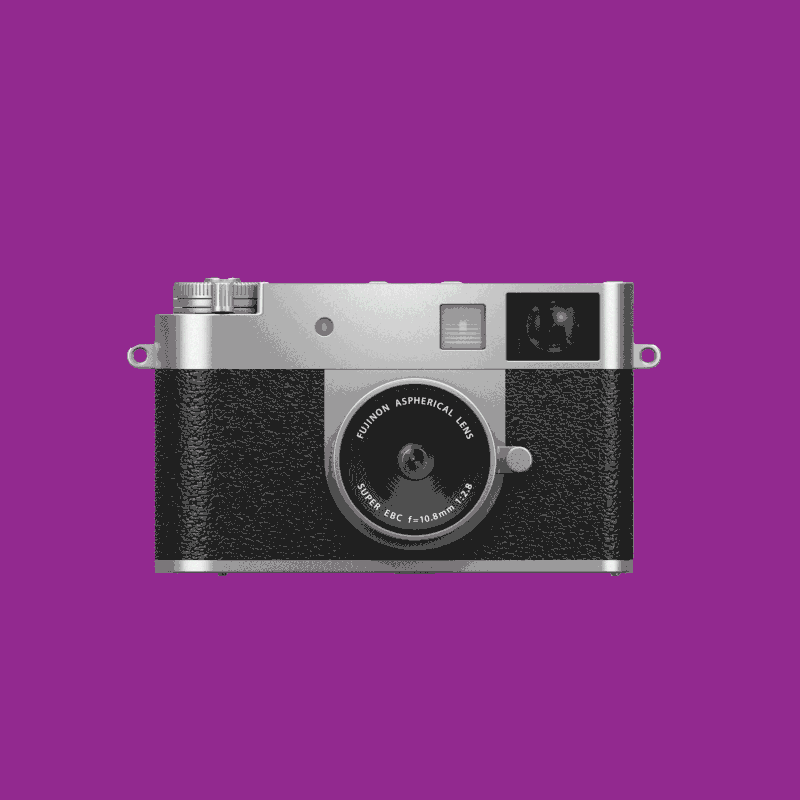 Animation of a Fujifilm camera in action.