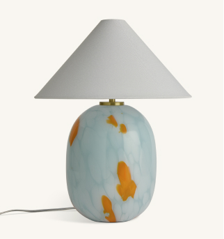 Habitat Rae Confetti Glass Table Lamp - Blue & White Habitat Rae Confetti Glass Table Lamp - Blue & White
