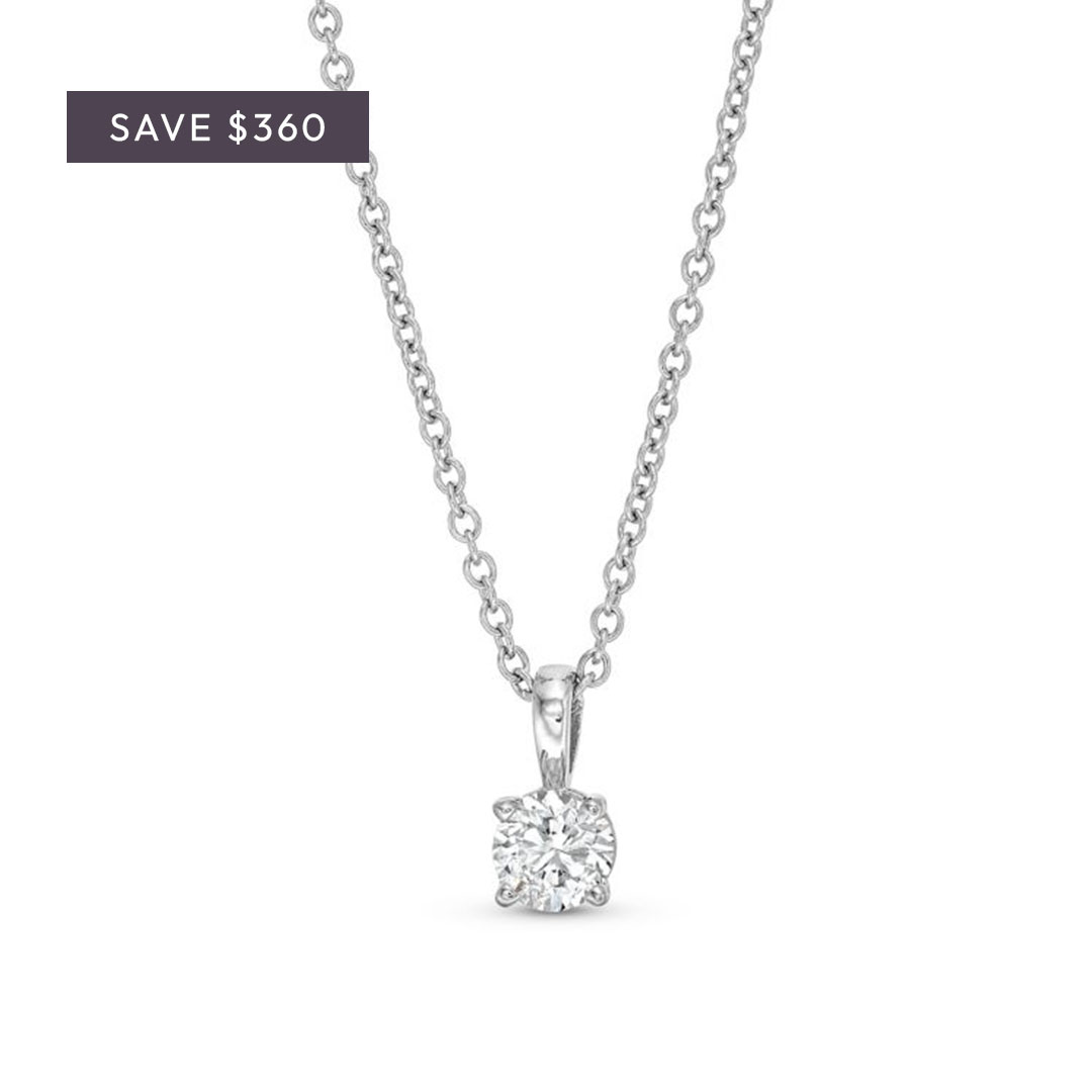 Four Prong Diamond Solitaire Pendant Necklace