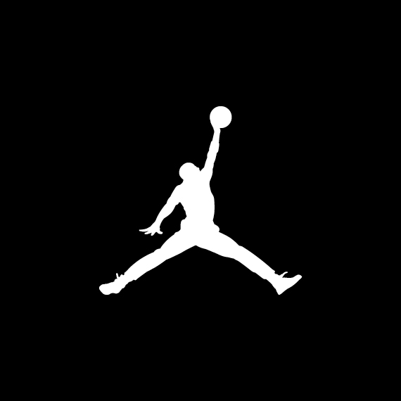 White Jordan Logo on black background