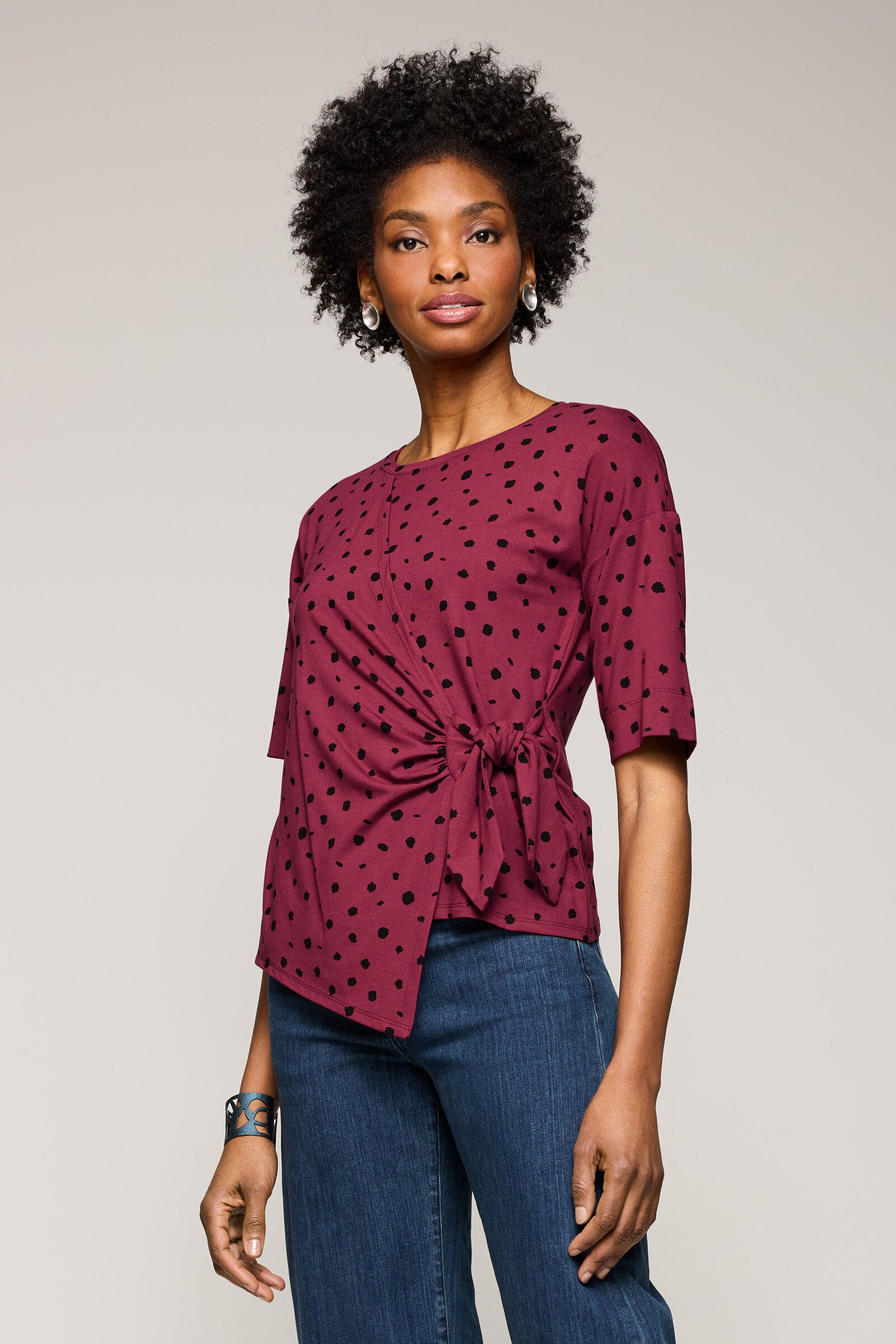 Image of Bamboo Jersey Nia Tee - Mulberry Orbit Dot