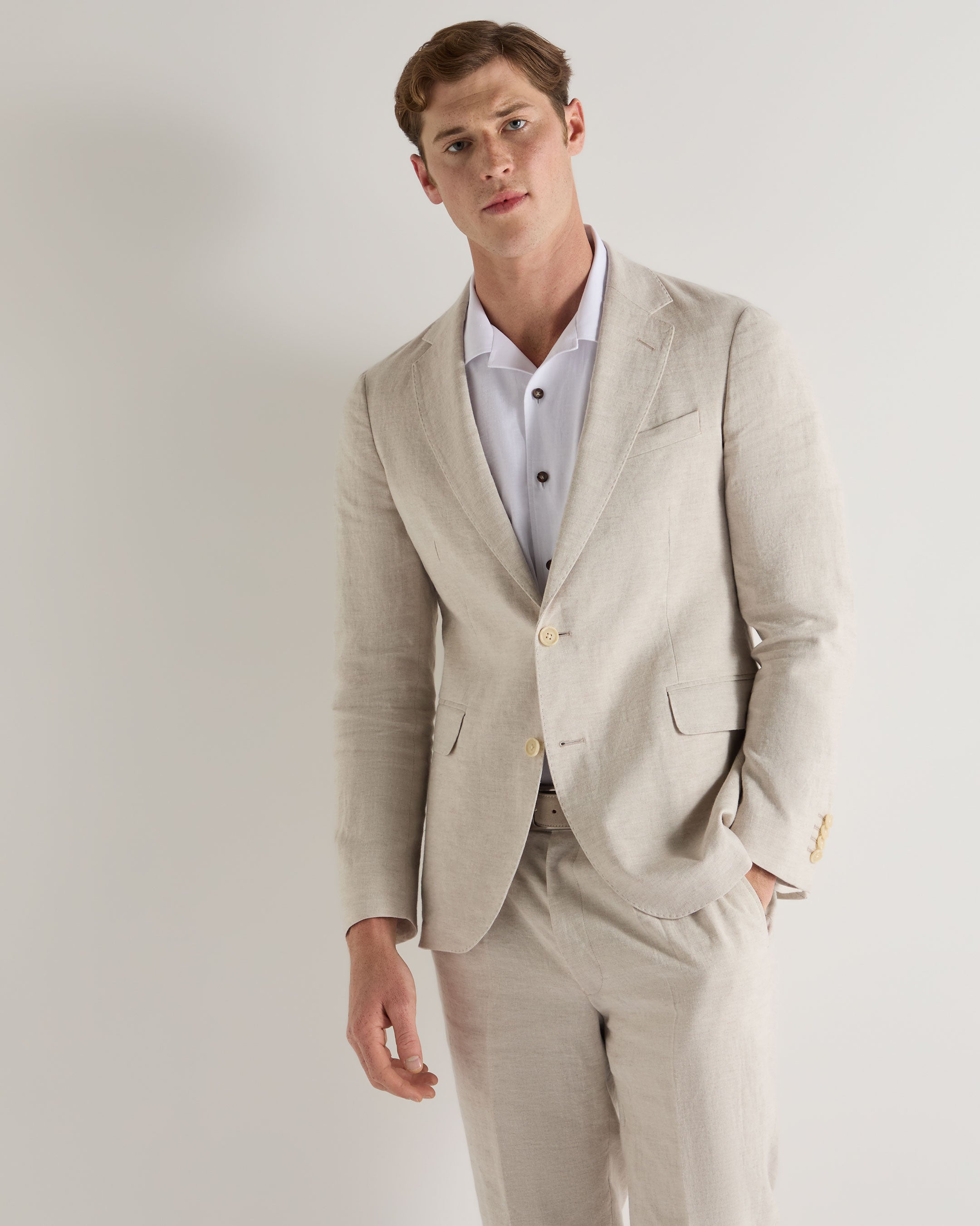 Image of Men's Amalfi Linen Jacket Sand Brown