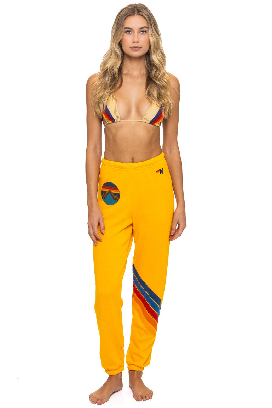 Image of ALL SEASONS CIRCLE CHEVRON SWEATPANTS - GOLD