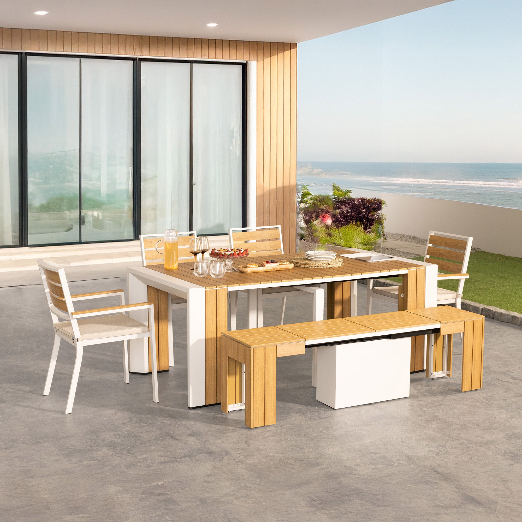 Transformer Table Extendable Outdoor Dining Set