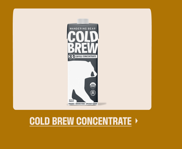 an image of a cold brew concentrate is shown on a brown background