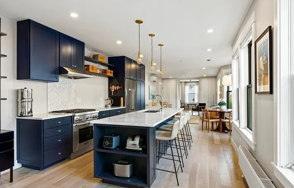 Modern kitchen with stainless steel appliances