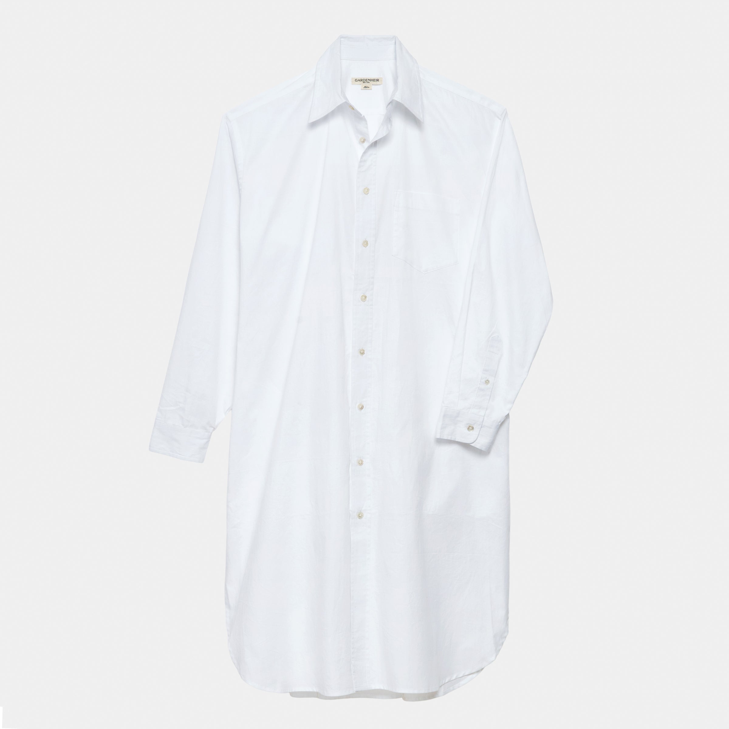 Image of Cotton Oxford Long Gardening Chemise in White