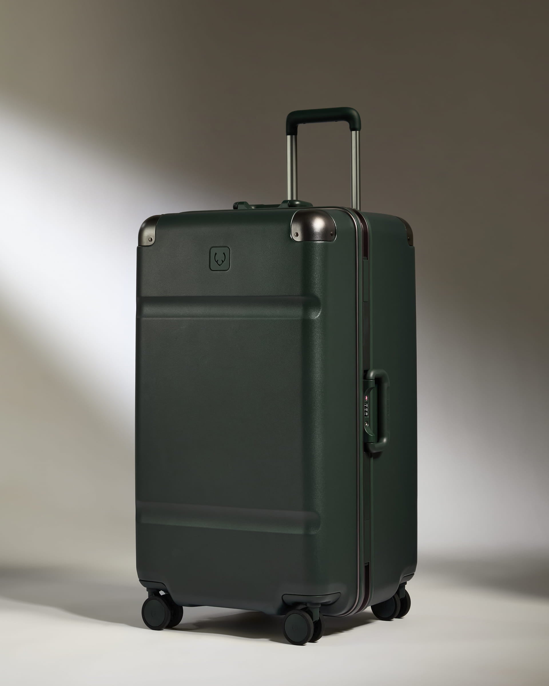 Image of Trunk Luggage in Dark Forest Green - Heritage Stripe