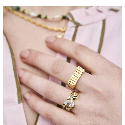 Custom Flat Name Personalised Ring