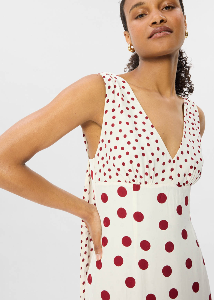 Cream Jacquard Spot Scarf Back Dress