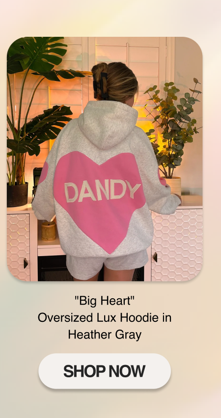 "Big Heart" Oversized Lux Hoodie in Heather Gray
