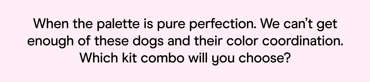 When the palette is pure perfection. We can’t get enough of these dogs and their color coordination. Which kit combo will you choose?