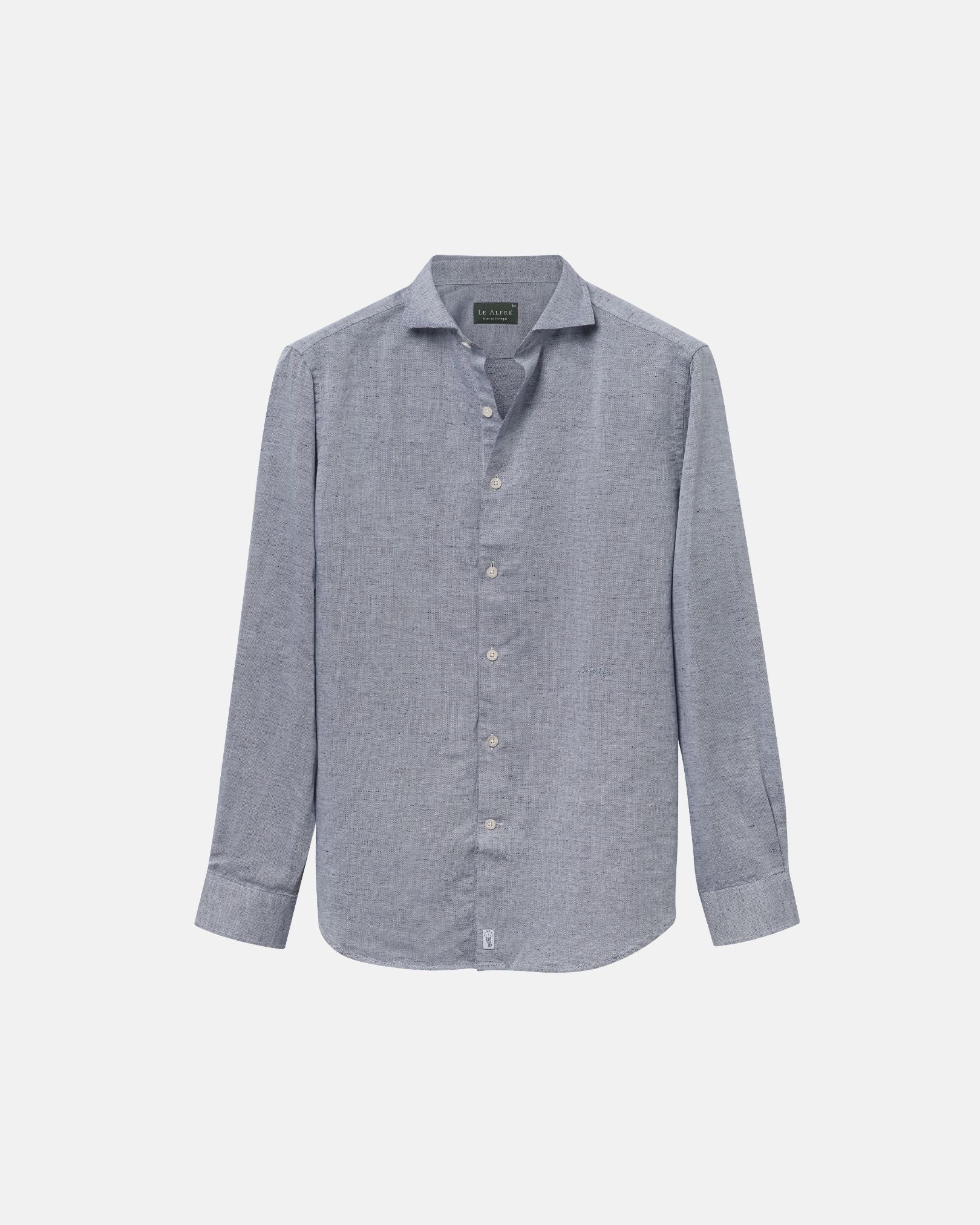 Image of Classic Asphalt Black Linen-Blend Shirt