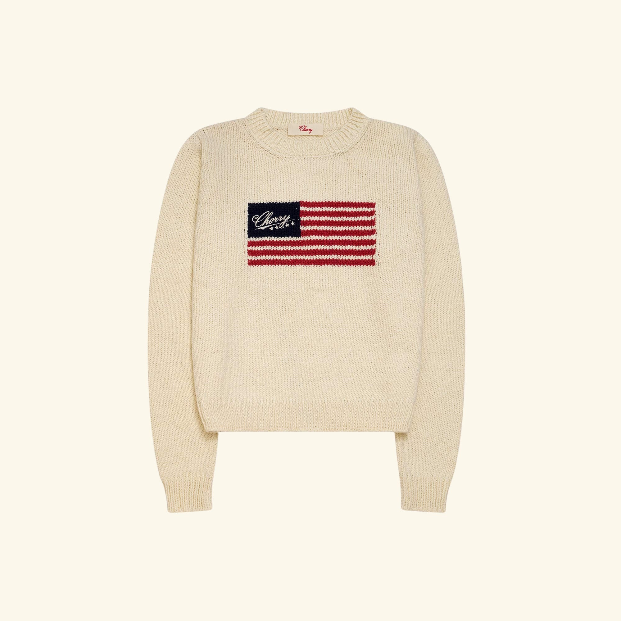 Image of Women's American Flag Crewneck (Cream)