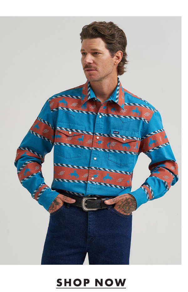 Vintage Inspired Horizon Stripe Western Snap Shirt In Clay Ridge