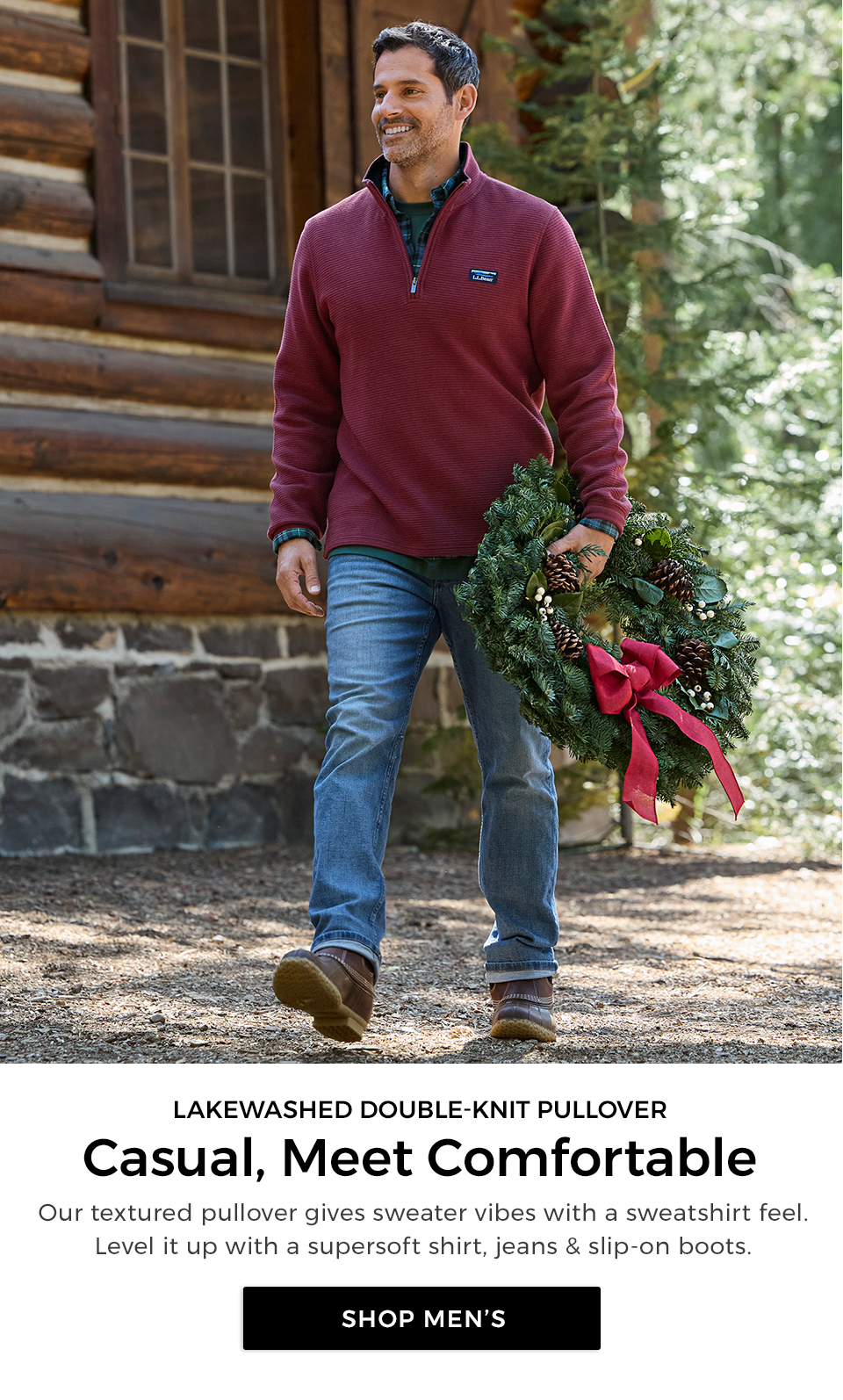 Lakewashed Double-Knit Pullover. Casual, Meet Comfortable. Our textured pullover gives sweater vibes with a sweatshirt feel. Level it up with a supersoft shirt, jeans & slip-on boots.   