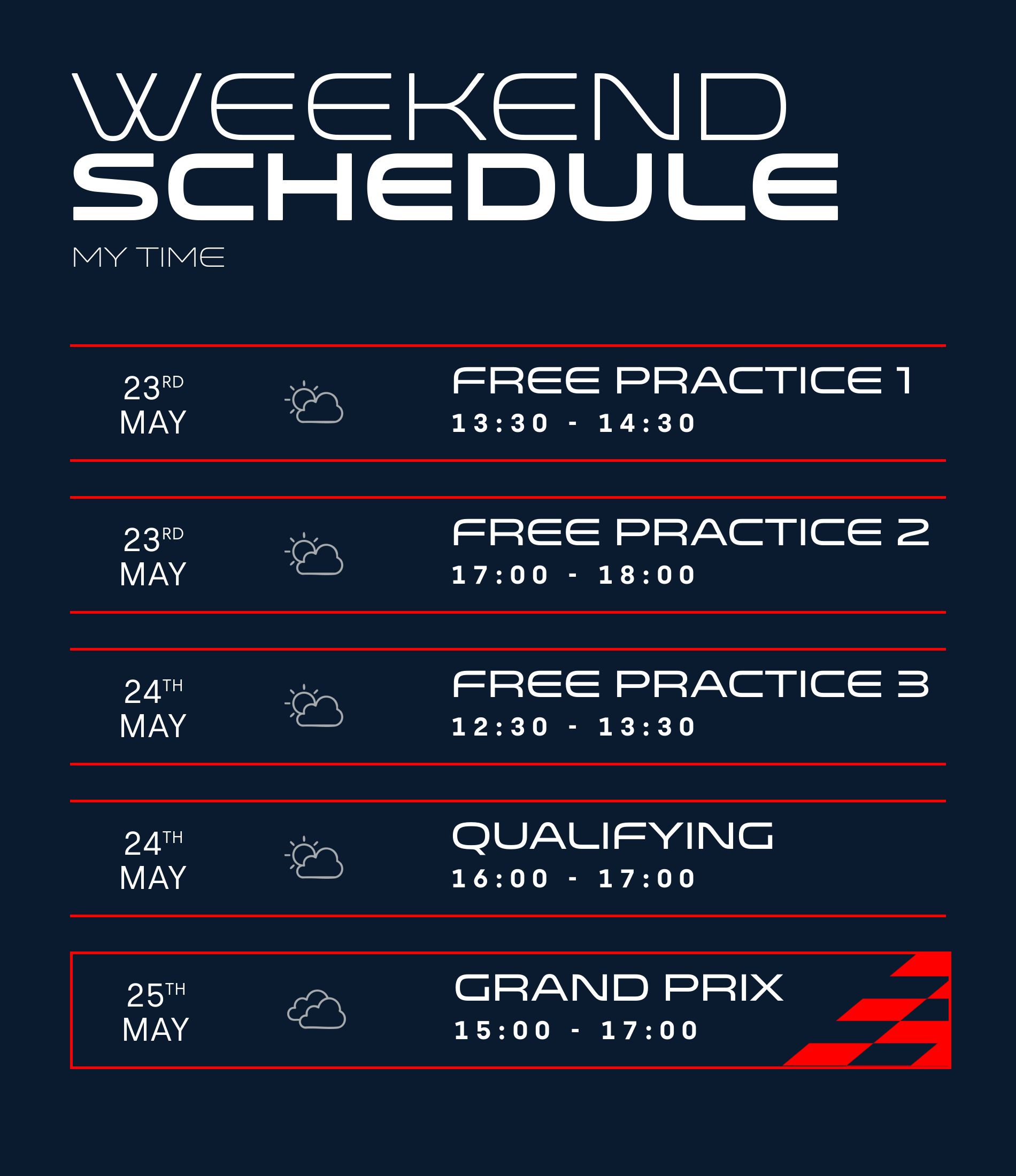 Weekend Schedule