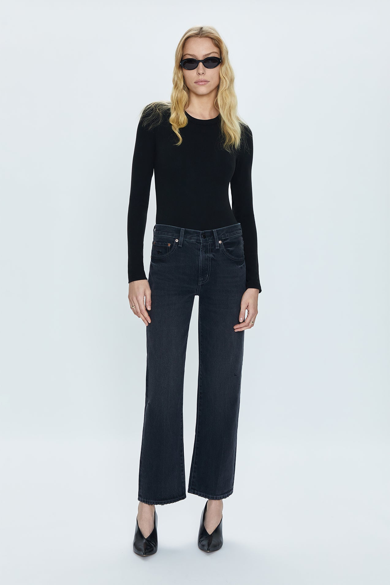 Image of Lexi Mid Rise Bowed Straight Jean - Mercury