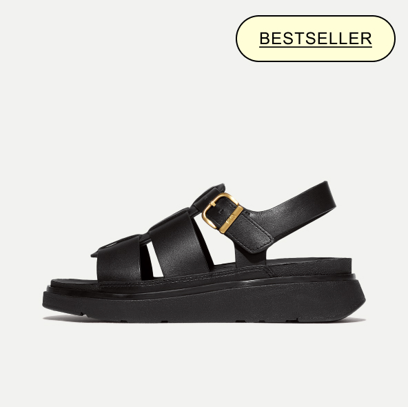 GEN-FF Leather Fisherman Sandals - All Black