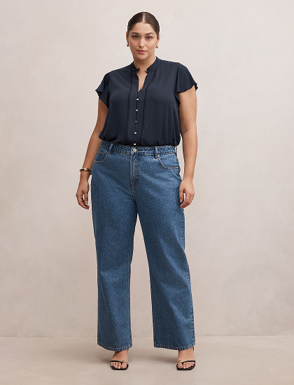 Jennie Curve Flutter Sleeve Blouse