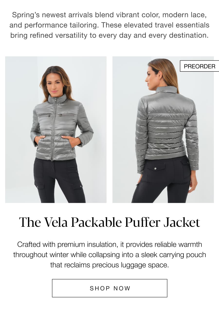 The Vela Packable Puffer Jacket. SHOP NOW