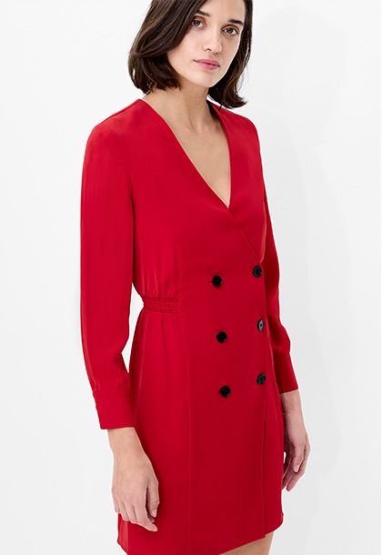 Levent Crepe Double Breasted Mini Dress