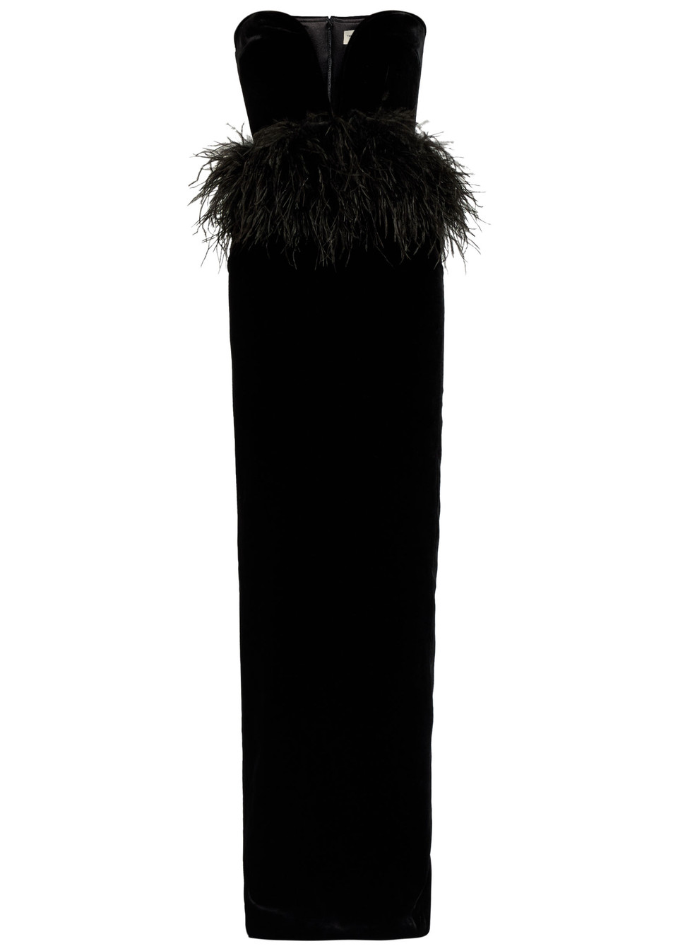 NEW ARRIVALS Sienna feather-appliquéd velvet maxi dress