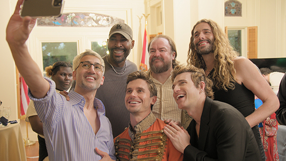 Six guys take a selfie.