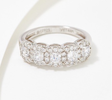 Diamonique Choice of Cut Halo Band Ring, Platinum-Clad