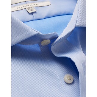 Non-Iron Blue Twill Slim Shirt - Windsor Collar - Double Cuff