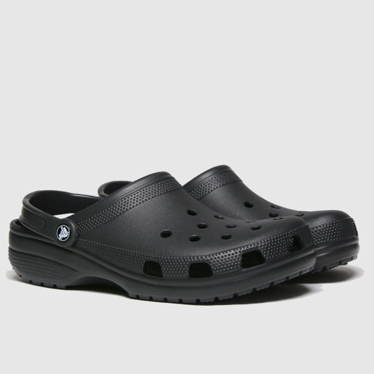 An image of a pair of black men's Crocs clogs